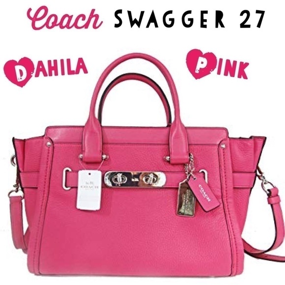 🌸34408 Coach Dahila Pink Swagger 27 Satchel Bag - Picture 3 of 5